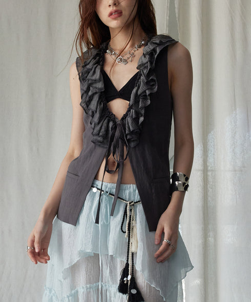 Frill Collar Vest & Sheer Flare Skirt Series